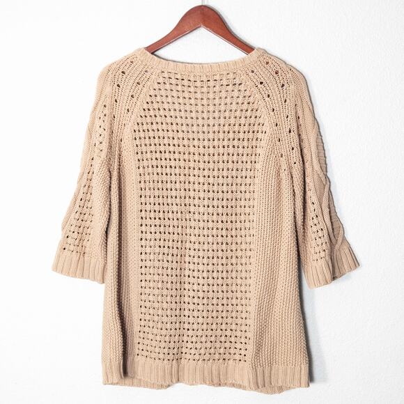 Gap London Women’s Beige Cable Knit V-Neck Sweater Classic Y2K Coastal Size L - Picture 2 of 8